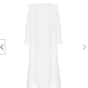 NWT Ephemera Spalla Maxi White M/L Linen off shoulder puff sleeves sophisticated